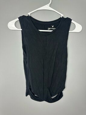 American Eagle Outfitters Black Twist-Hem crop Tank